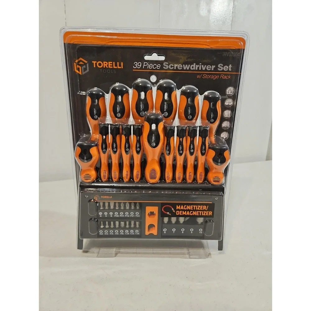Torelli Tools Screwdriver Set 39 Piece w/Storage Rack & Magnetizer/Demagnetizer